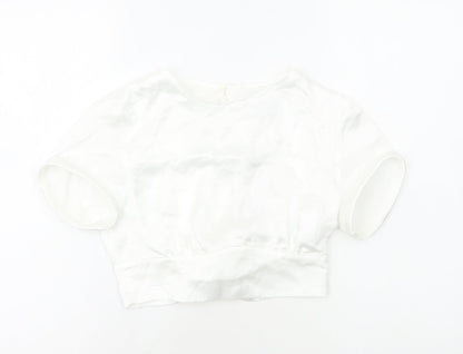 Womens UK Size S Zara White Cropped Blouse