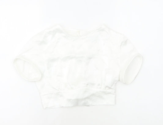 Womens UK Size S Zara White Cropped Blouse