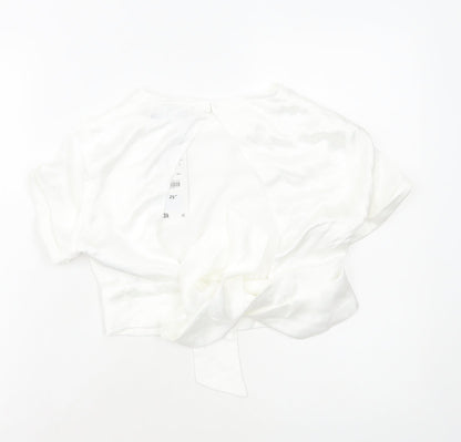 Womens UK Size S Zara White Cropped Blouse