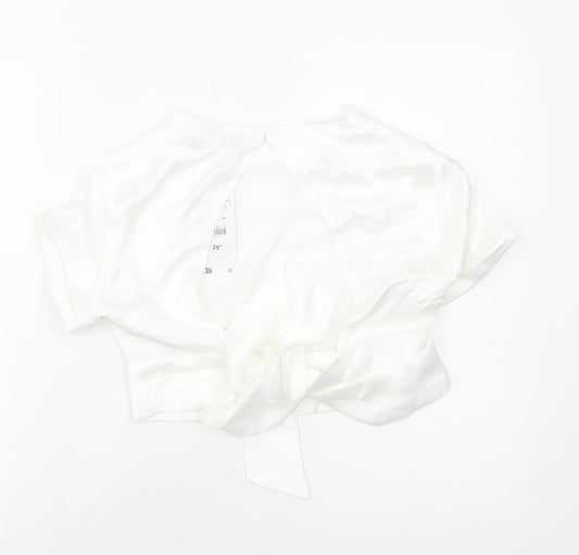 Womens UK Size S Zara White Cropped Blouse