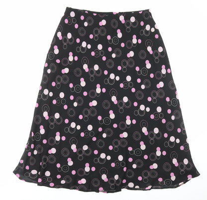 Premier Collection Womens Black Geometric Polyester Flare Skirt Size 10