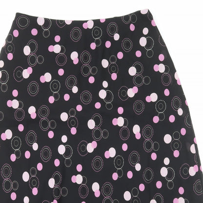 Premier Collection Womens Black Geometric Polyester Flare Skirt Size 10