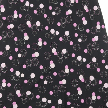 Premier Collection Womens Black Geometric Polyester Flare Skirt Size 10