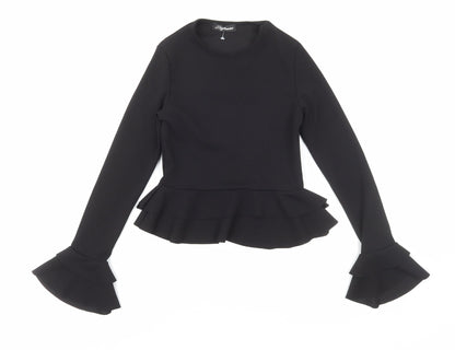 Womens UK Size 8 Stylewise Black Basic T-Shirt