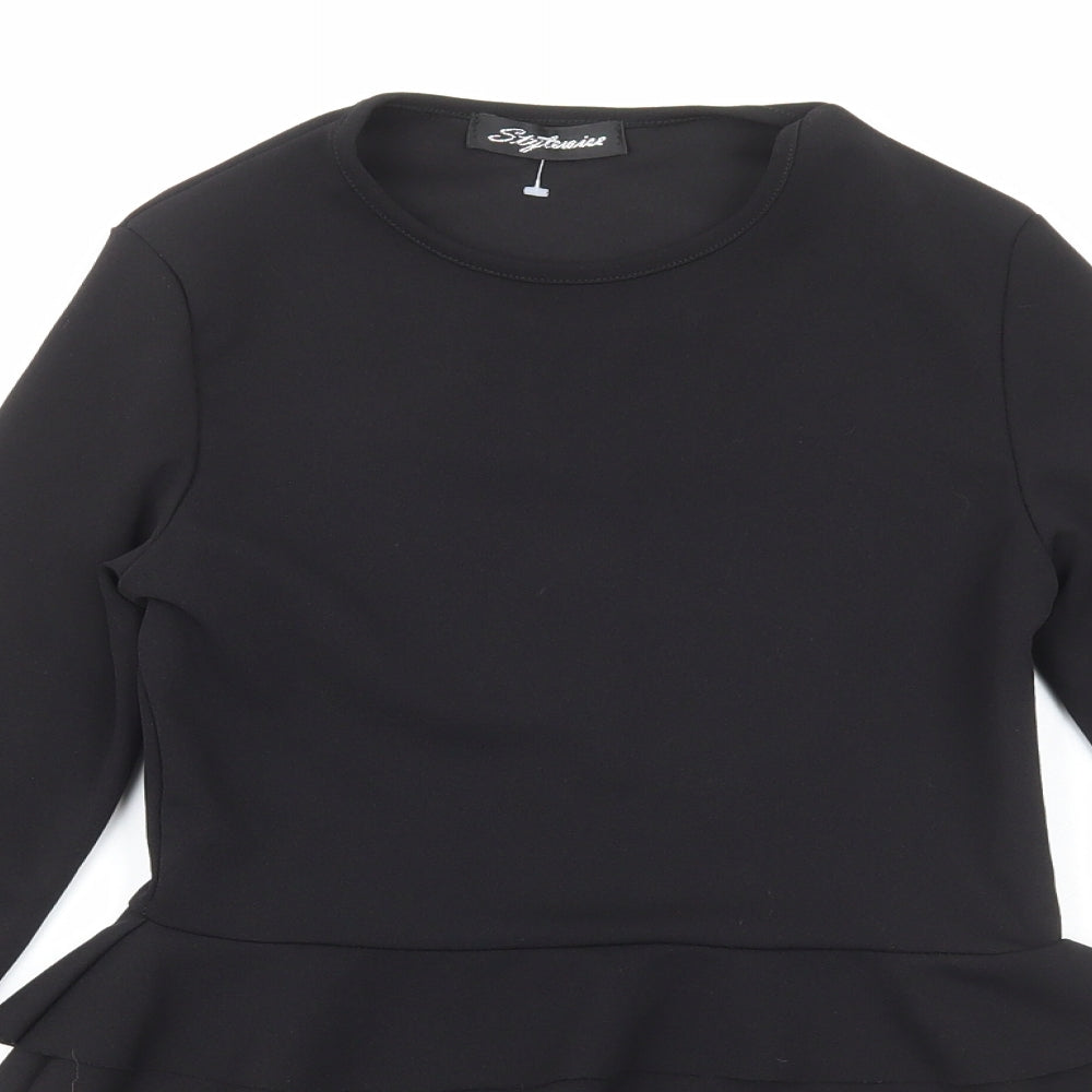 Womens UK Size 8 Stylewise Black Basic T-Shirt