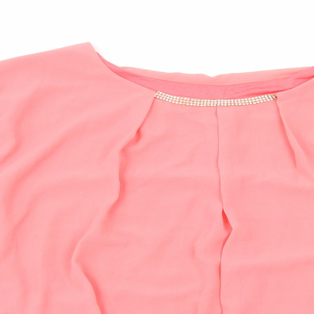 Womens UK Size 14 Preworn Pink Basic Blouse