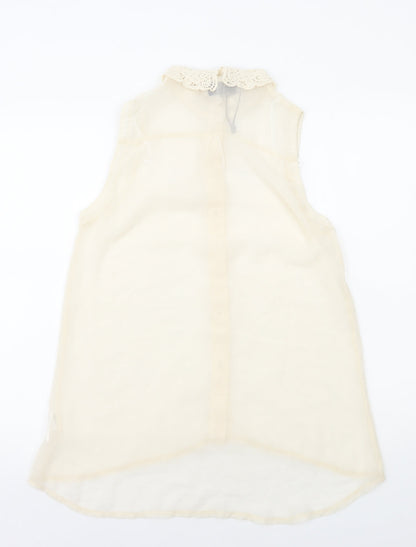 AX Paris Womens Ivory Polyester Basic Button-Up Size 10 Collared