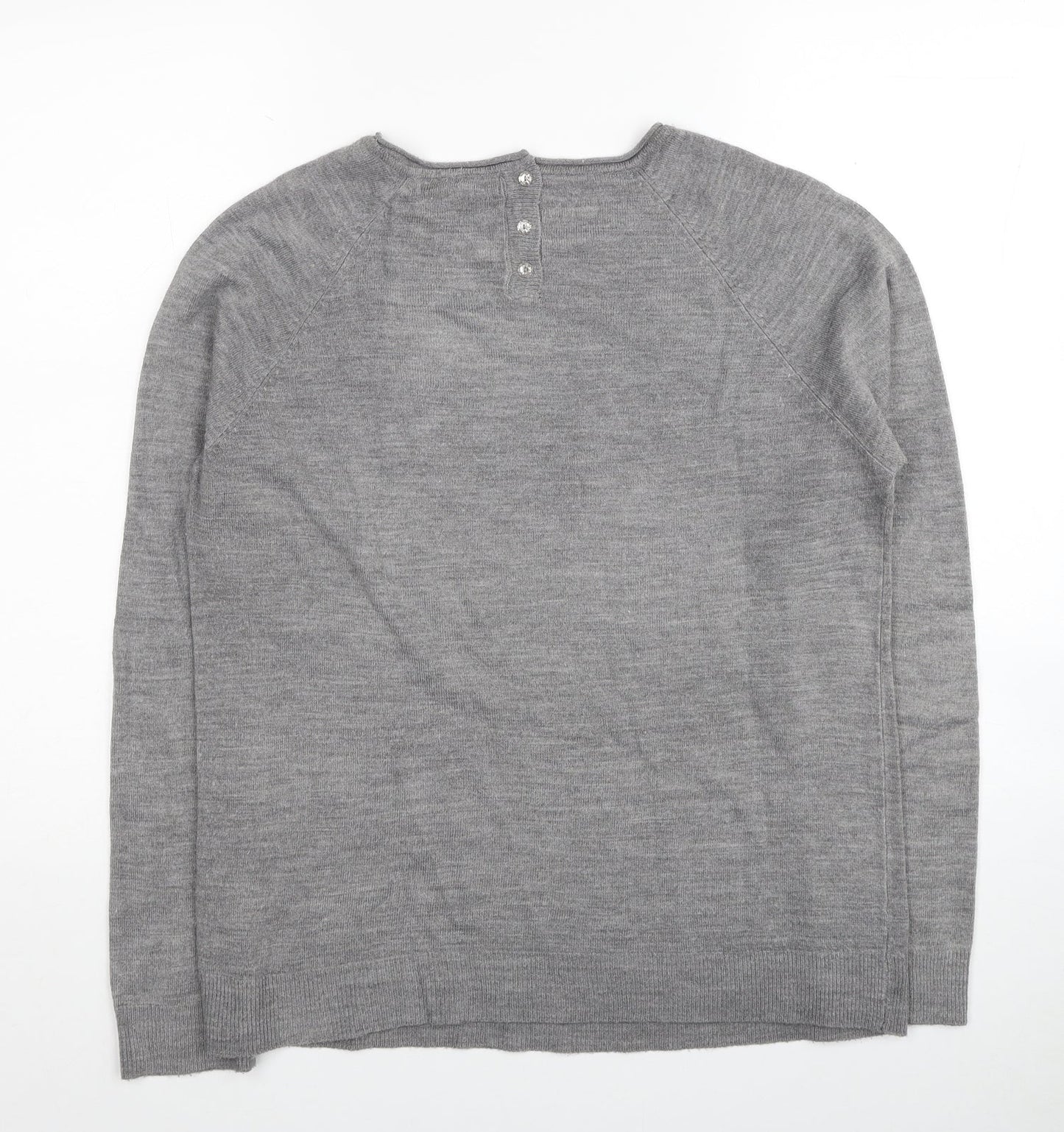 Primark Womens Grey Round Neck Acrylic Pullover Jumper Size 14