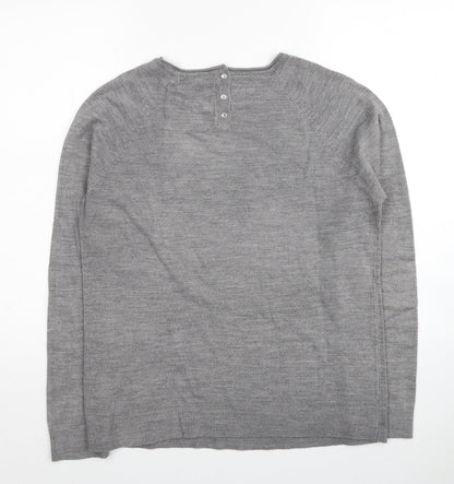 Primark Womens Grey Round Neck Acrylic Pullover Jumper Size 14