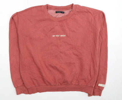 Bershka Womens Red Cotton Pullover Sweatshirt Size M Pullover - My Fav' Sweat