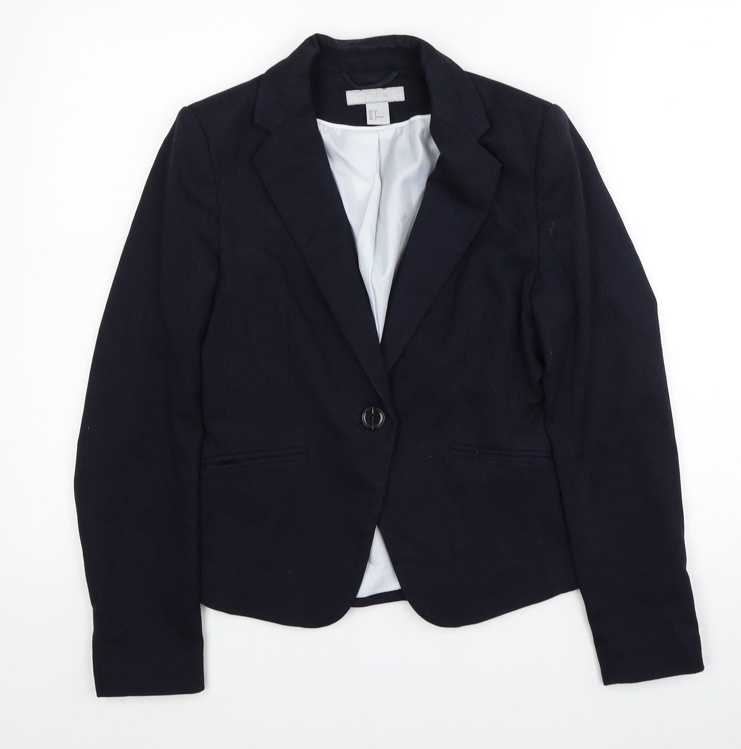 H&M Womens Blue Polyester Jacket Blazer Size 6