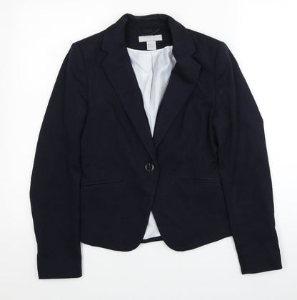 H&M Womens Blue Polyester Jacket Blazer Size 6
