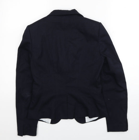 H&M Womens Blue Polyester Jacket Blazer Size 6