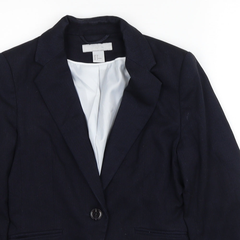 H&M Womens Blue Polyester Jacket Blazer Size 6