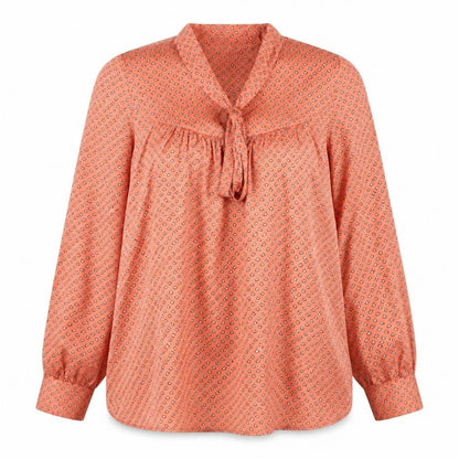 Zara Womens Orange Geometric Polyester Basic Blouse Size S V-Neck