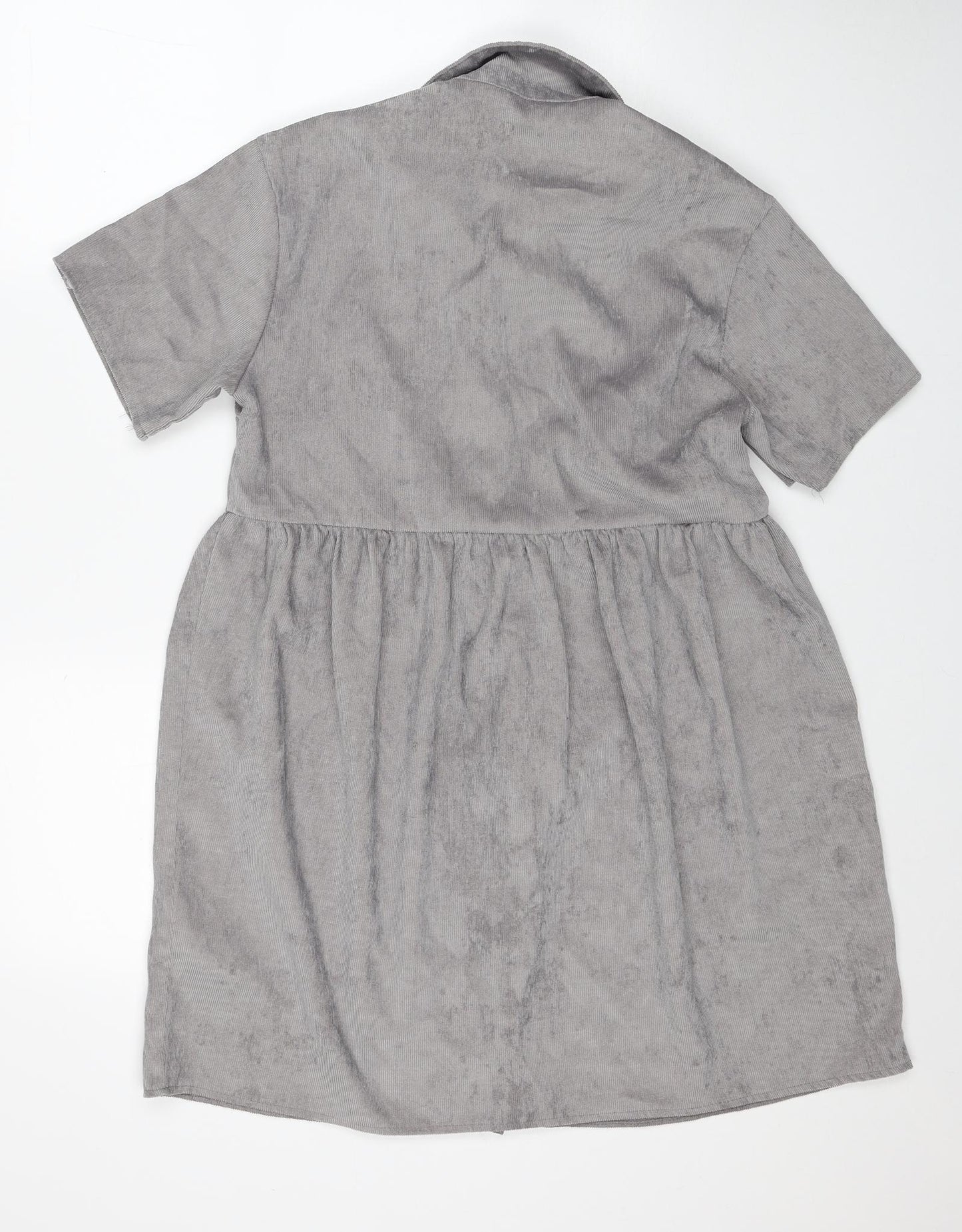 Missguided Womens Grey Polyester Shirt Dress Size 10 Collared Button