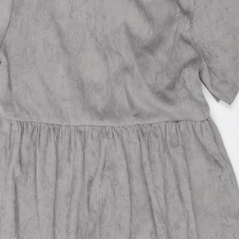 Missguided Womens Grey Polyester Shirt Dress Size 10 Collared Button