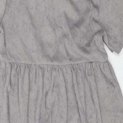 Missguided Womens Grey Polyester Shirt Dress Size 10 Collared Button