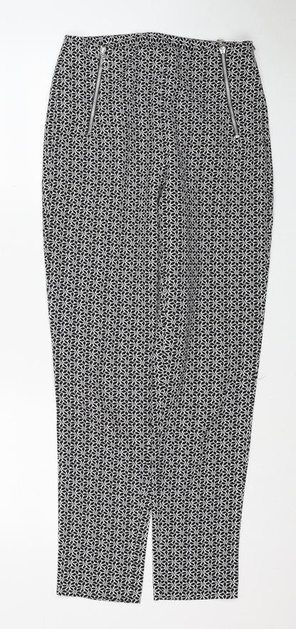F&F Womens Multicoloured Geometric Polyester Trousers Size 6 Regular Zip