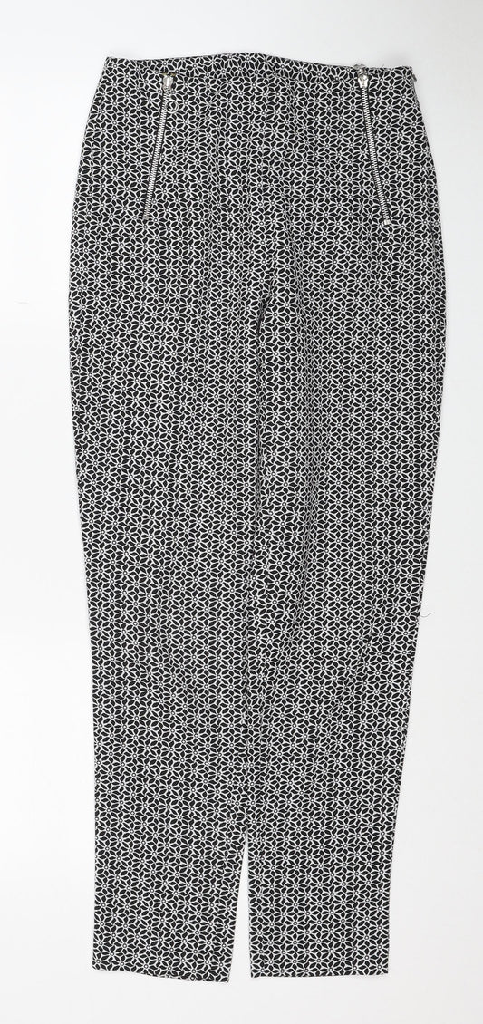 F&F Womens Multicoloured Geometric Polyester Trousers Size 6 Regular Zip