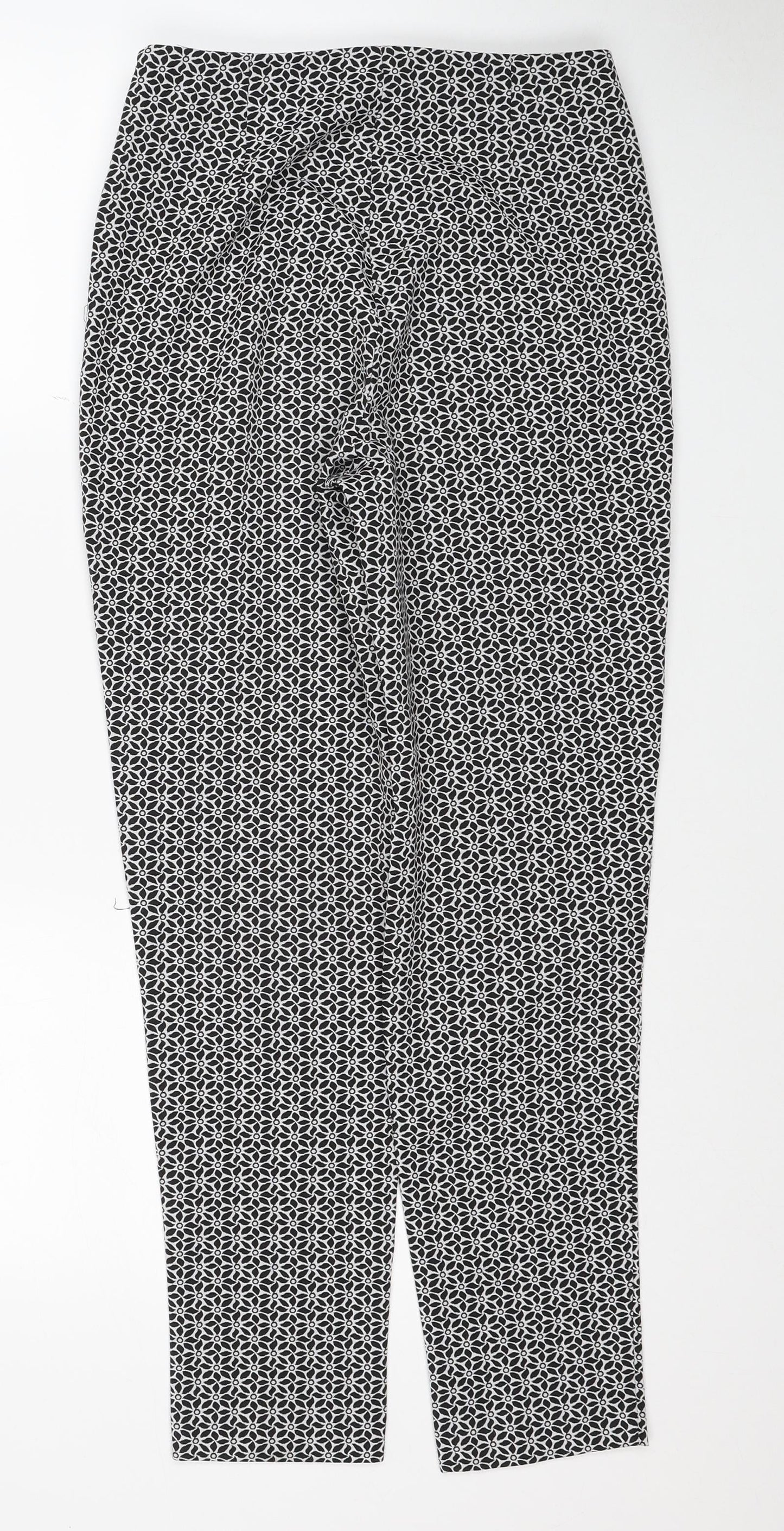 F&F Womens Multicoloured Geometric Polyester Trousers Size 6 Regular Zip