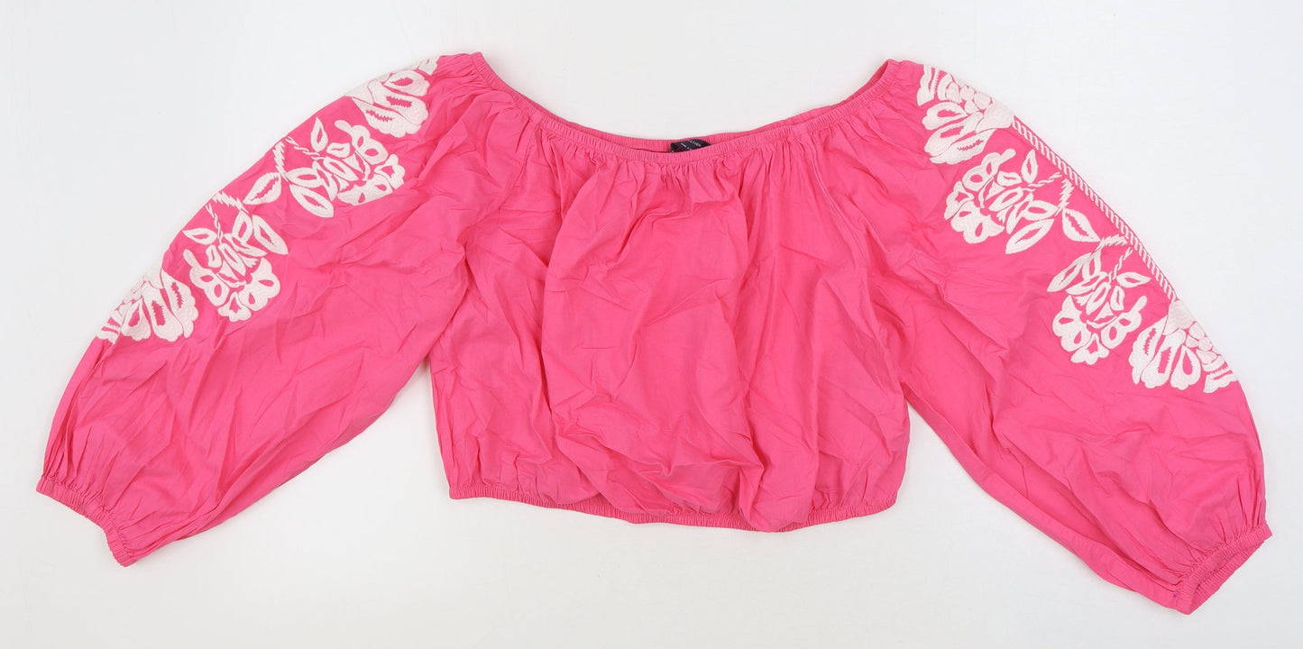 Womens UK Size 18 Marks and Spencer Pink Cropped Blouse