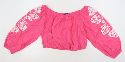 Womens UK Size 18 Marks and Spencer Pink Cropped Blouse