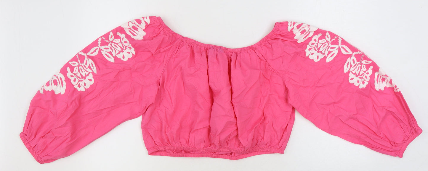 Womens UK Size 18 Marks and Spencer Pink Cropped Blouse