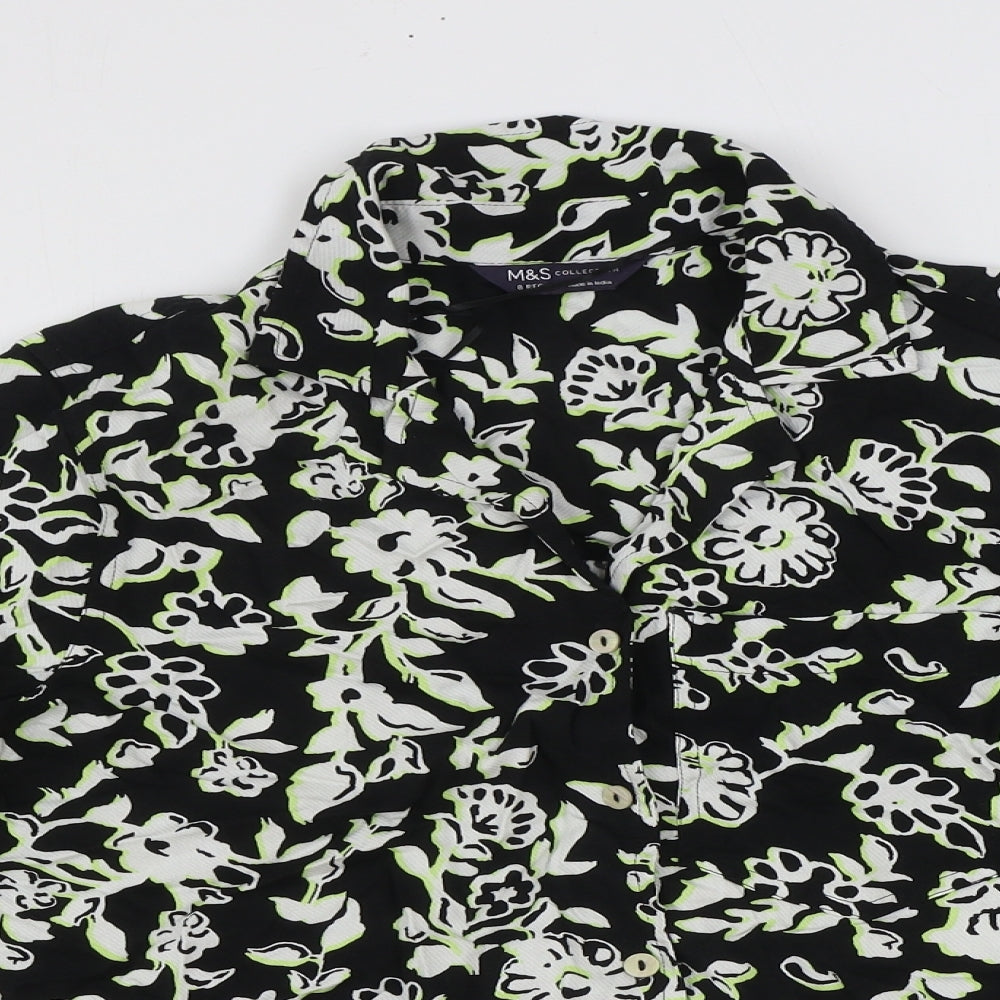 Womens UK Size 8 Marks and Spencer Black Basic Button-Up