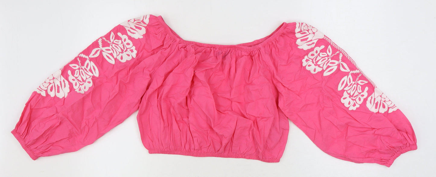 Womens UK Size 16 Marks and Spencer Pink Cropped Blouse