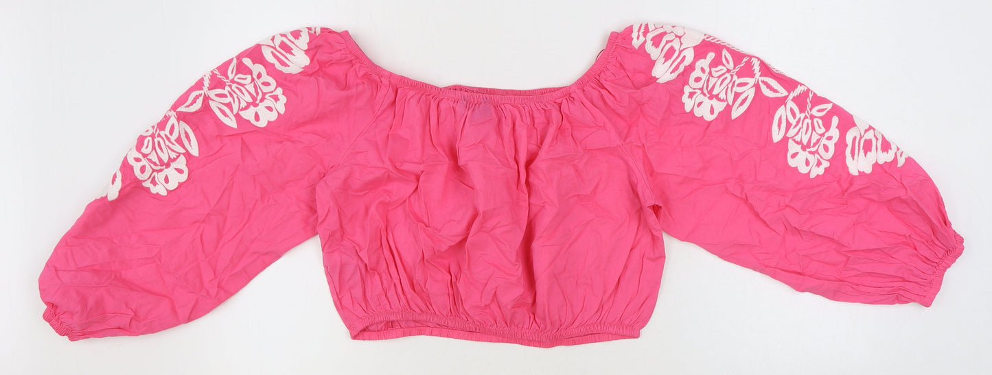 Womens UK Size 16 Marks and Spencer Pink Cropped Blouse