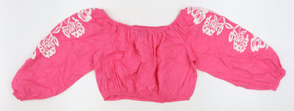 Womens UK Size 16 Marks and Spencer Pink Cropped Blouse