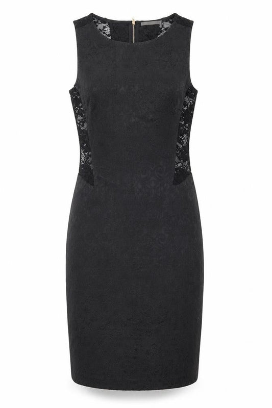 My Se Womens Black Polyester Pencil Dress Size S Boat Neck Zip - Lace Detail