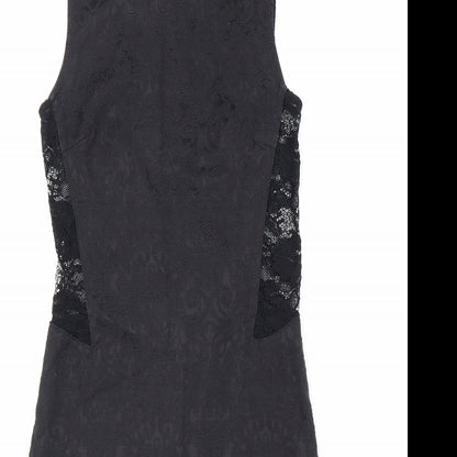 My Se Womens Black Polyester Pencil Dress Size S Boat Neck Zip - Lace Detail