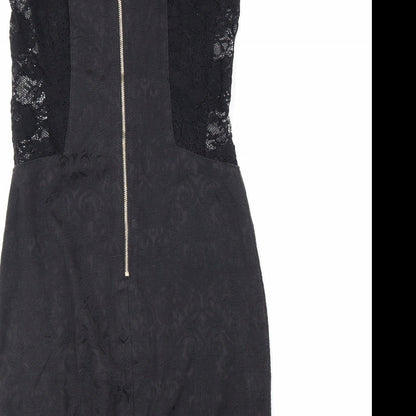 My Se Womens Black Polyester Pencil Dress Size S Boat Neck Zip - Lace Detail