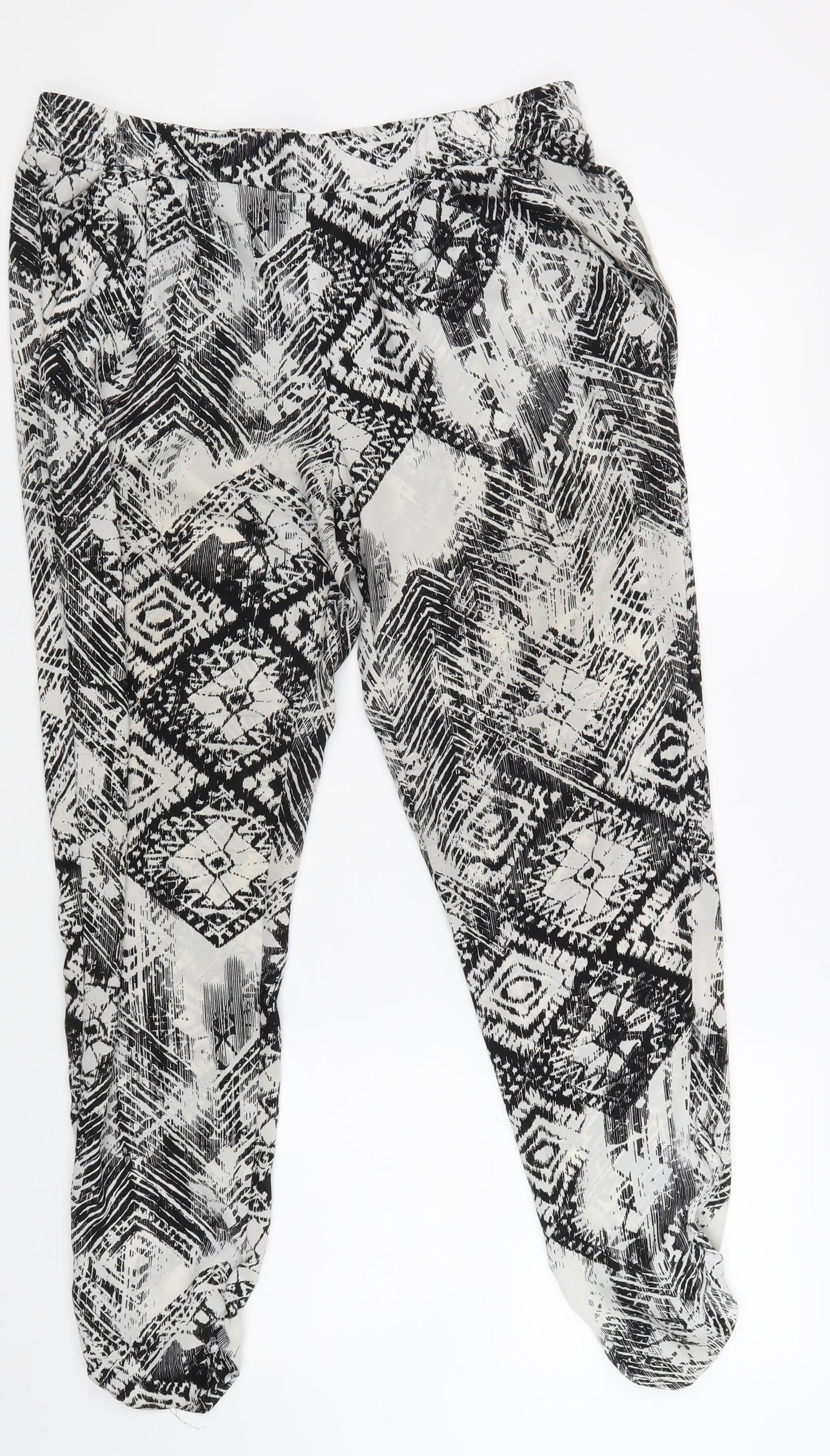 River Island Womens Yellow Geometric Polyester Trousers Size 12 Regular