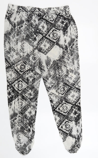 River Island Womens Yellow Geometric Polyester Trousers Size 12 Regular