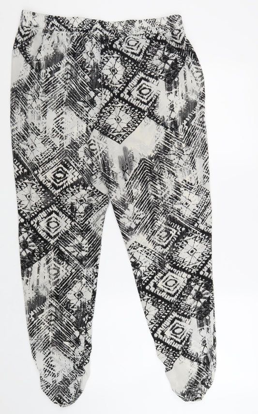 River Island Womens Yellow Geometric Polyester Trousers Size 12 Regular