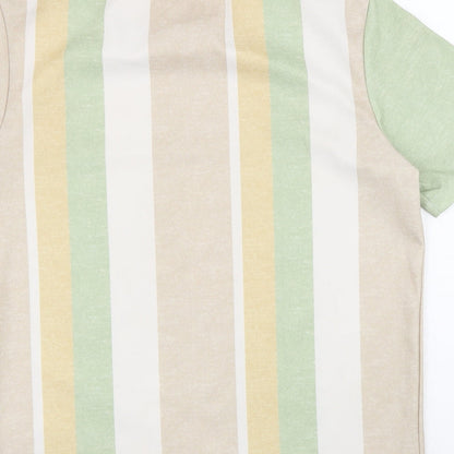 SheIn Womens Multicoloured Striped Polyester Basic T-Shirt Size S Round Neck