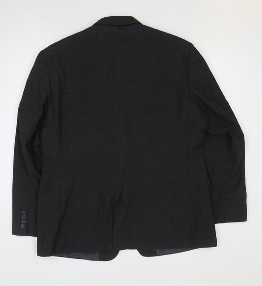 George Mens Black Plaid Polyester Jacket Blazer Size 44