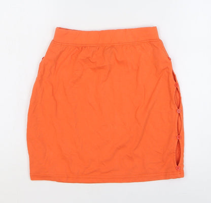 Missguided Womens Orange Polyester Bandage Skirt Size 8 Button