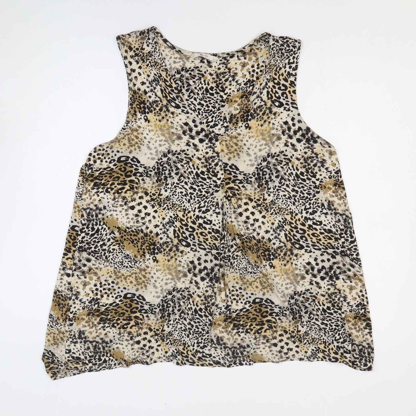 TU Womens Multicoloured Animal Print Viscose Basic Tank Size 8 V-Neck