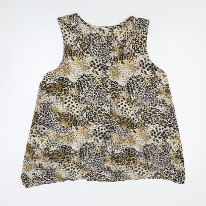 TU Womens Multicoloured Animal Print Viscose Basic Tank Size 8 V-Neck