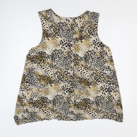TU Womens Multicoloured Animal Print Viscose Basic Tank Size 8 V-Neck