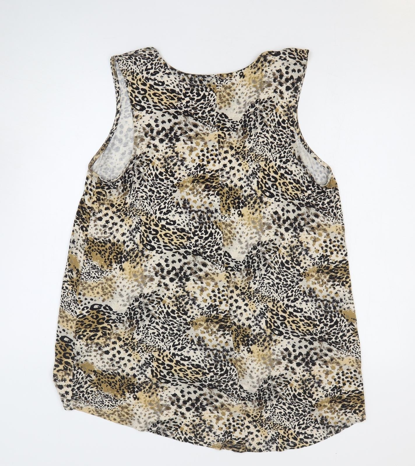 TU Womens Multicoloured Animal Print Viscose Basic Tank Size 8 V-Neck