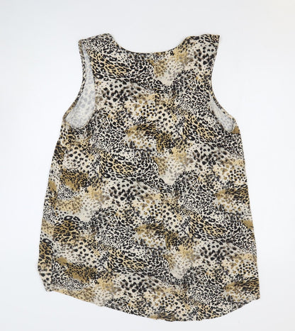 TU Womens Multicoloured Animal Print Viscose Basic Tank Size 8 V-Neck