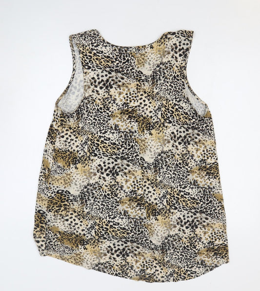 TU Womens Multicoloured Animal Print Viscose Basic Tank Size 8 V-Neck