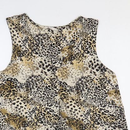 TU Womens Multicoloured Animal Print Viscose Basic Tank Size 8 V-Neck