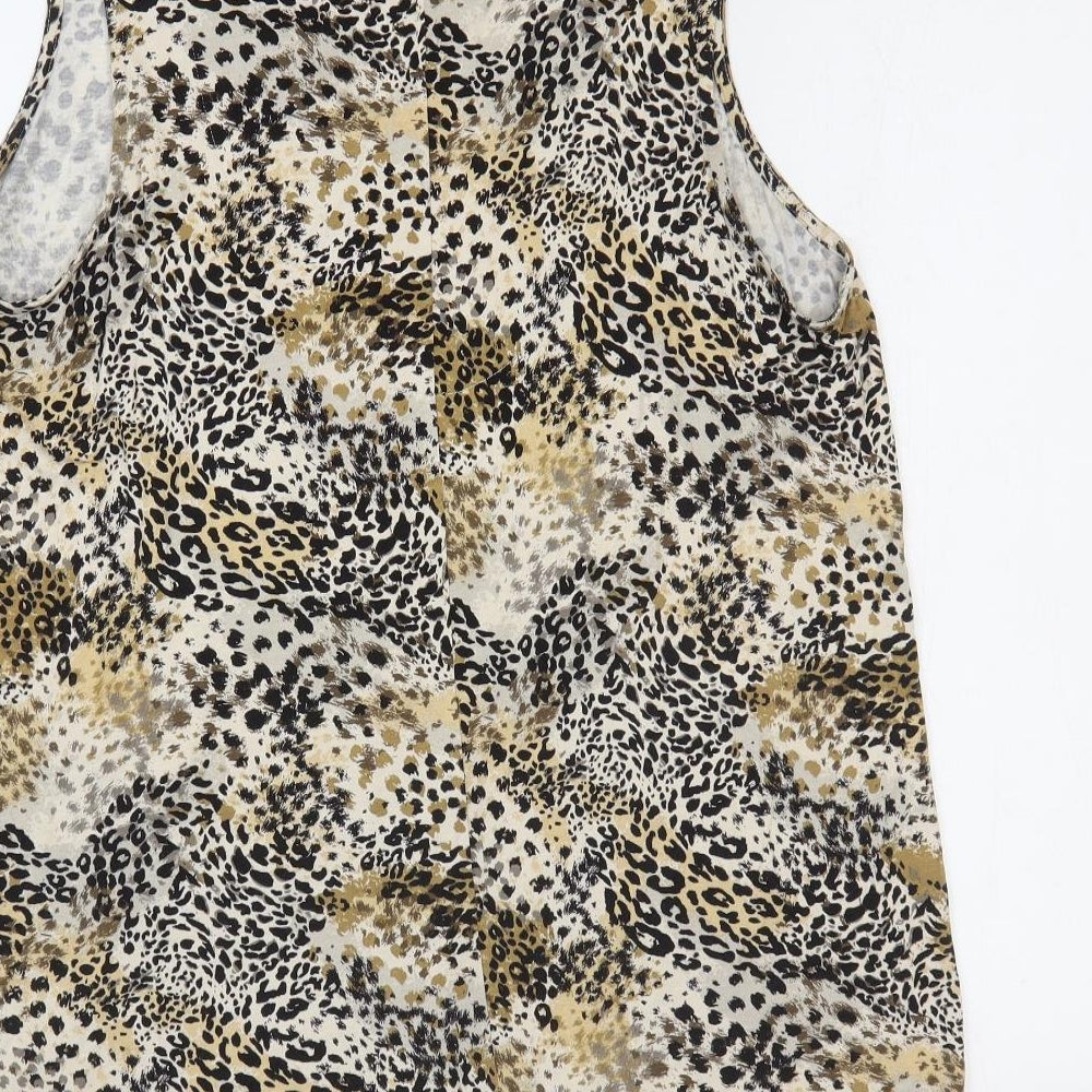 TU Womens Multicoloured Animal Print Viscose Basic Tank Size 8 V-Neck