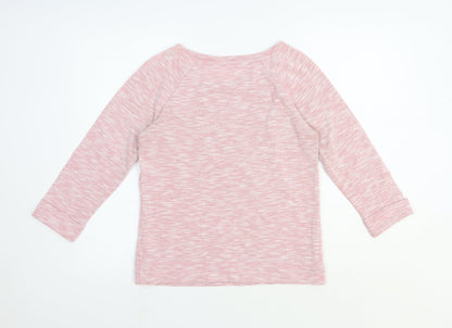 Marks and Spencer Womens Pink Polyester Basic Casual Size 8 Round Neck Pullover